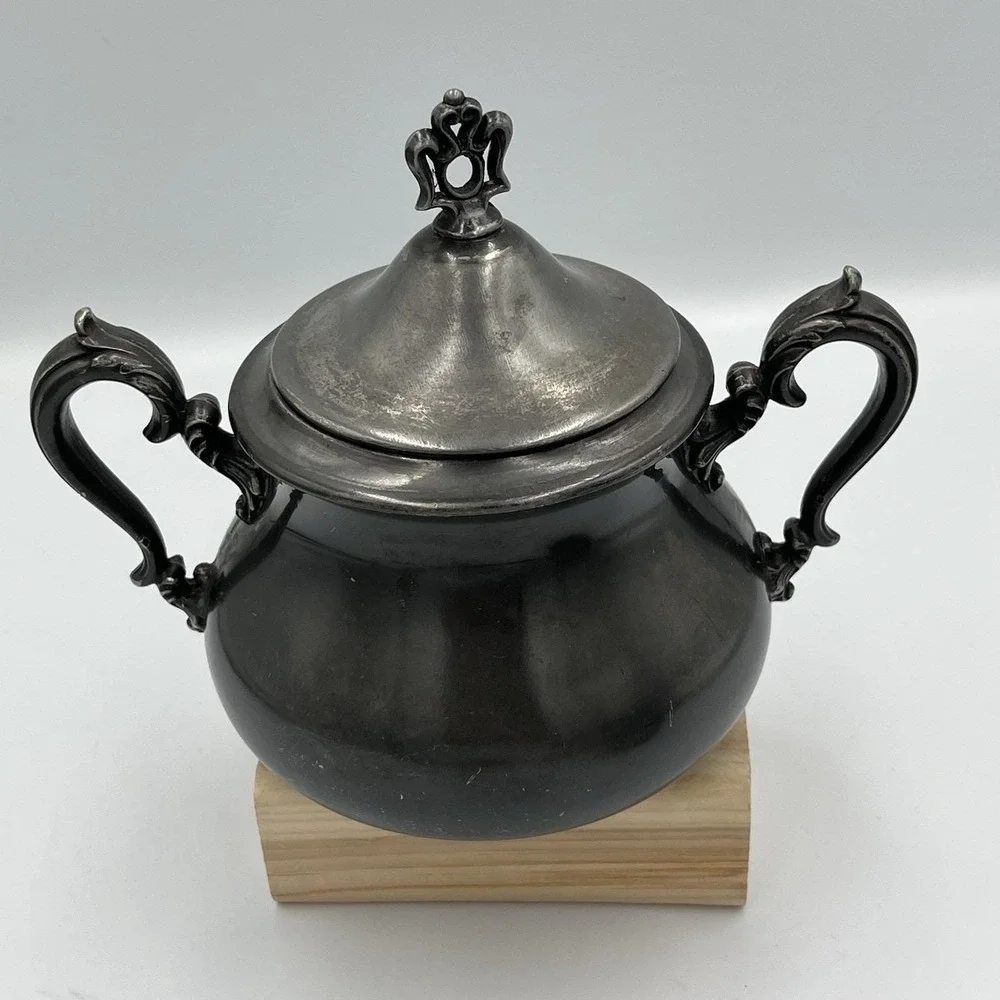 Vintage Homan Company Silver-plated Creamer and Covered Sugar Bowl Set High Tea